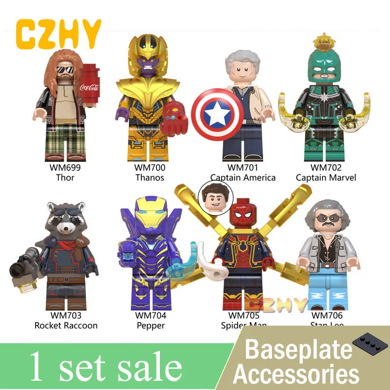

WM6061 Super Hero Avenger Endgame Thanos Captain America Captain Rescue Pepper Rocket Raccoon Building Blocks Kid Toys