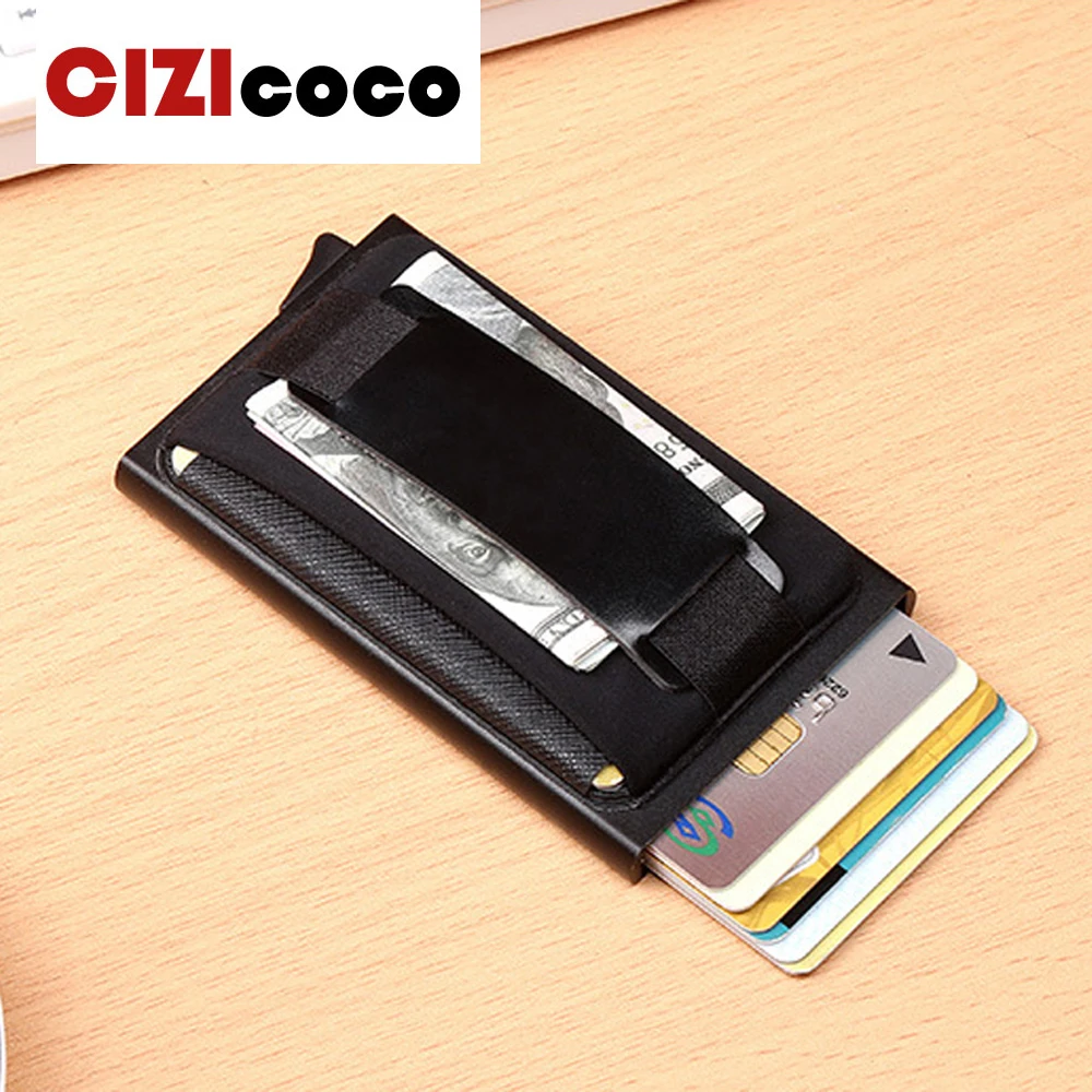 

2019 New Men Rfid Wallet Credit Card Holder Sticker Business Card Pocket coin Cash Card Holder Metal Cardholder Protection