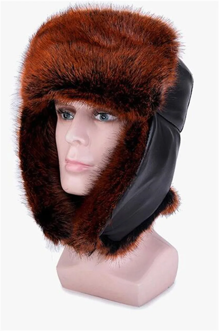 Класс Русская кожа зимние шапки с наушниками ушной клапан для мужчин женщин унисекс русская меховая шапка M2251