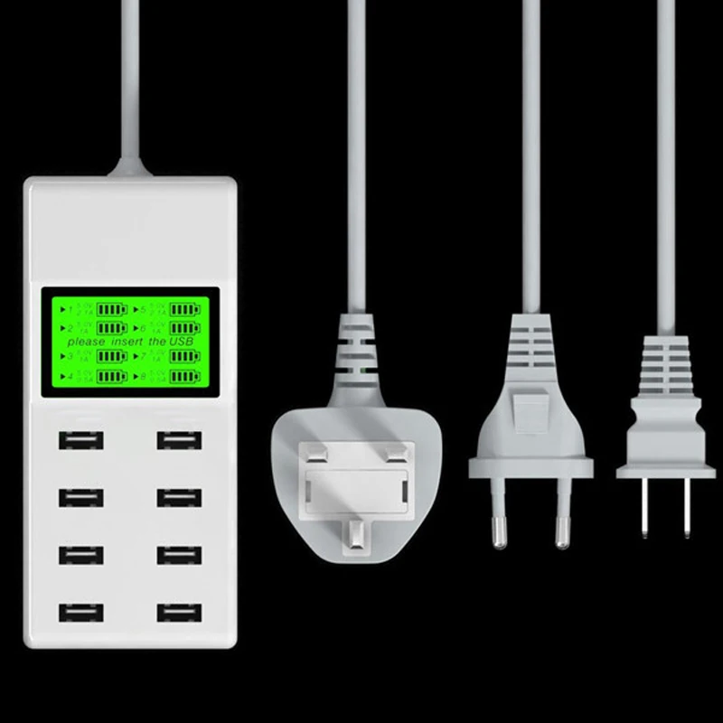 Универсальный 8 Порты USB LED Дисплей США ЕС Великобритания Plug Зарядное устройство адаптер Мощность полосы разъем адаптера Smart Зарядное устройство для Xiaomi