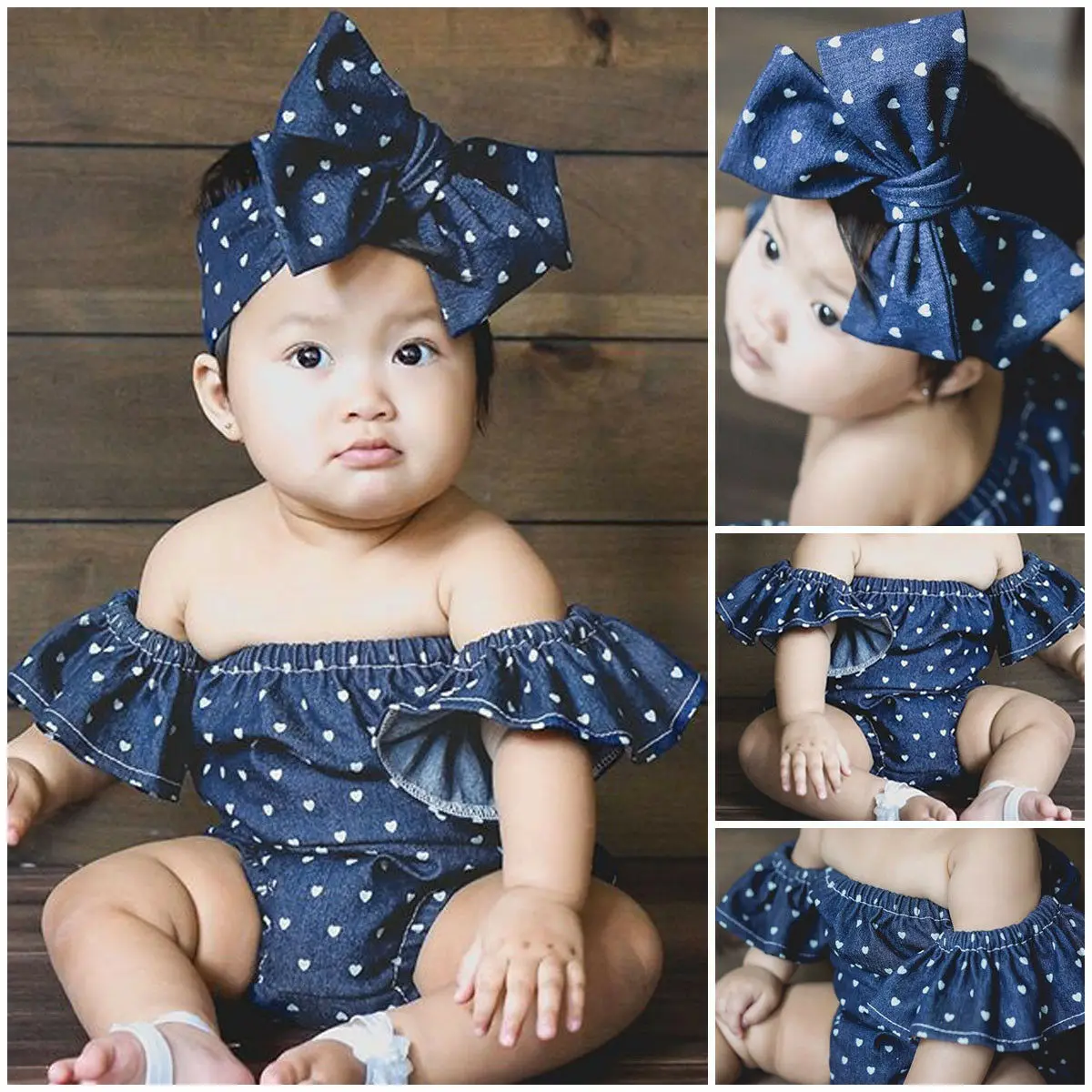 Emmababy джинсовые Тип для новорожденных Детский комбинезон маленьких девочек