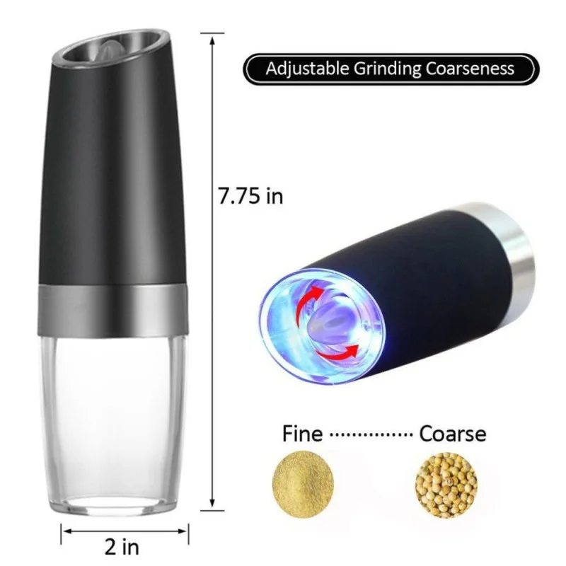 Hot Stainless Steel Automatic Electric Induction Pepper Grinder Grinding Bottle Home Use Free Hands Creative Kitchen Tools