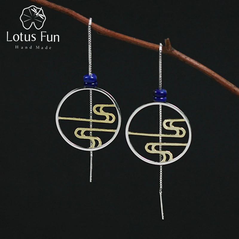 Lotus Fun реальные 925 серебро современный китайский Стиль Ручной Работы Дизайнера Ювелирные украшения Ладан дым Висячие серьги для Для женщин