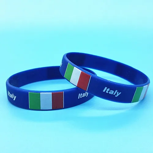 2 шт силиконовый логотип флага страны ID Браслет World Sports Fans браслет эластичные резиновые браслеты игры болельщик подарки браслеты - Окраска металла: Italy