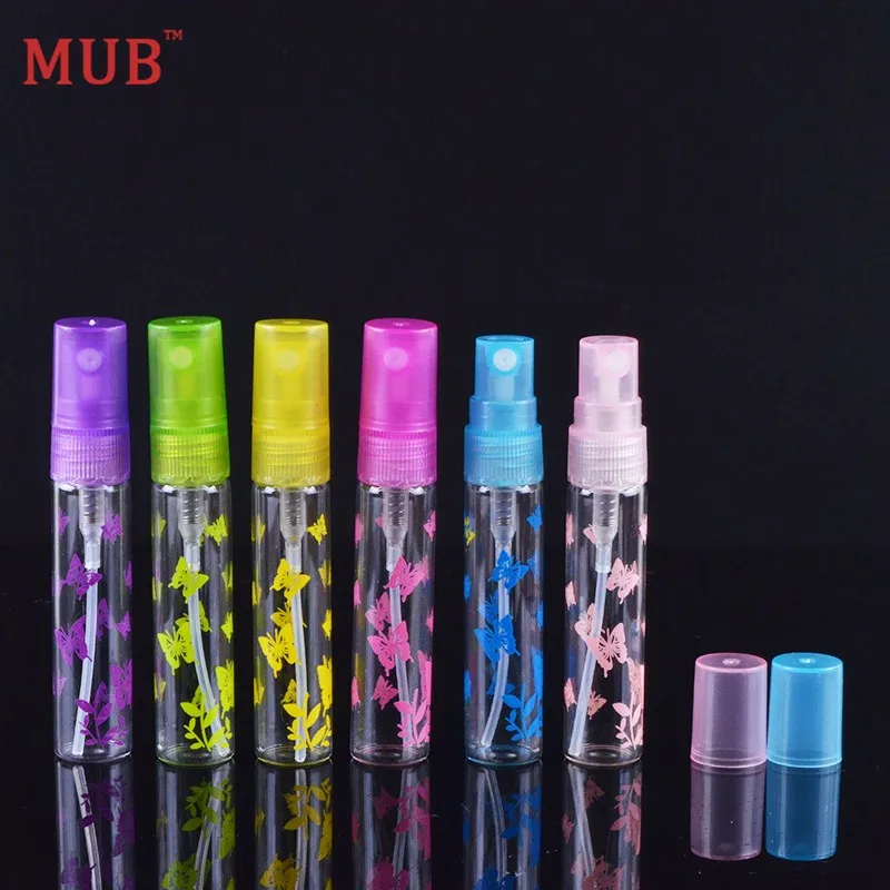 MUB-6 мл(6 шт./партия) Модный Мини стеклянный пульверизатор флакон для духов печать бабочка Parfum распылитель портативный контейнер Лидер продаж