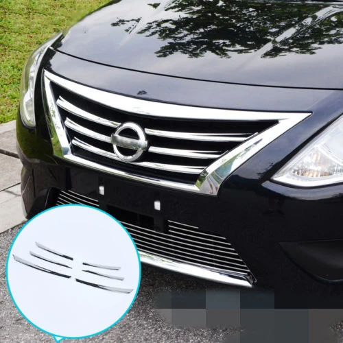 Подходит для 15 NISSAN VERSA LATIO Хром Передняя решетка сетки головной бампер чехол