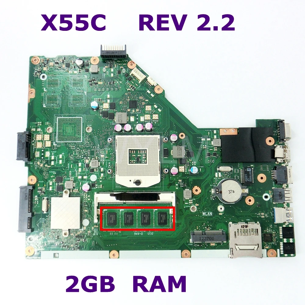 X55C 2GB RAM Mainboard REV 2.2 For ASUS X55C X55VD X55V X55CR Laptop Motherboard SLJ8E HM76 DDR3 100% Tested Free Shipping X55C 2GB RAM Mainboard REV 2.2 For ASUS X55C X55VD X55V X55CR Laptop Motherboard SLJ8E HM76 DDR3 100% Tested Free Shipping