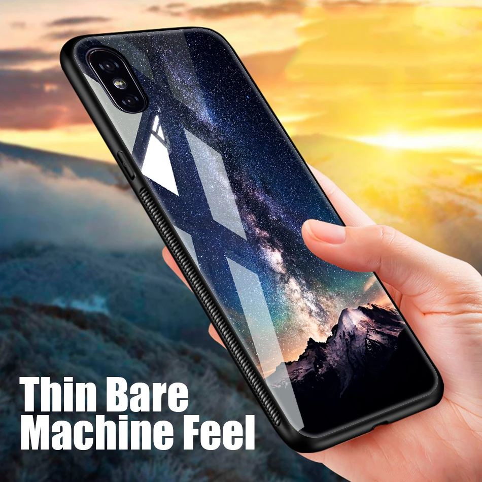 TOMKAS Tempered Glass Case For iPhone XS Max XR XS Silicone Stars Space Cover Phone Case For iPhone X 10 XS XR Luxury Cases TPU  (4)