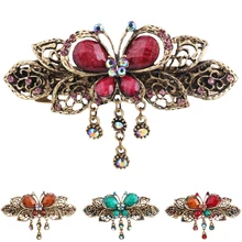 Кисточка шпилька бабочка пружинный зажим для девочек тканые заколка для волос, инструмент для укладки волос Шпилька для волос со стразами в форме бабочки женские зажим, аксессуар для волос