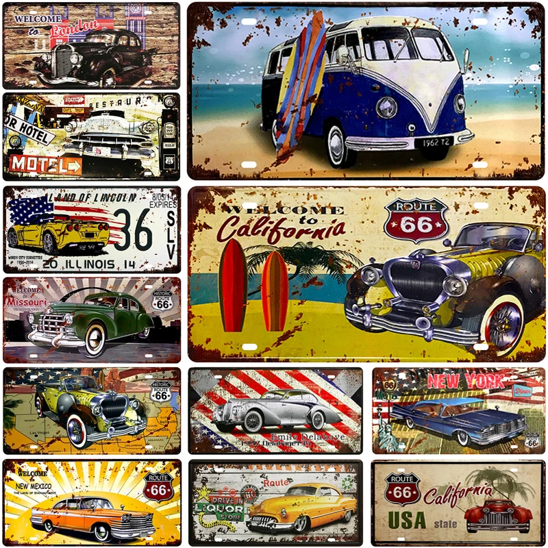 

Bus Number Car Metal License Plate Plaque Metal Vintage Tin Sign Metal Signs Vintage Bar Decoration Metal Poster Pub Pin Up