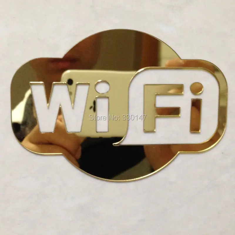 Wifi знак зеркальный стикер для стеклянной двери Кофейни ресторана отелей место бизнеса акриловое зеркало украшение