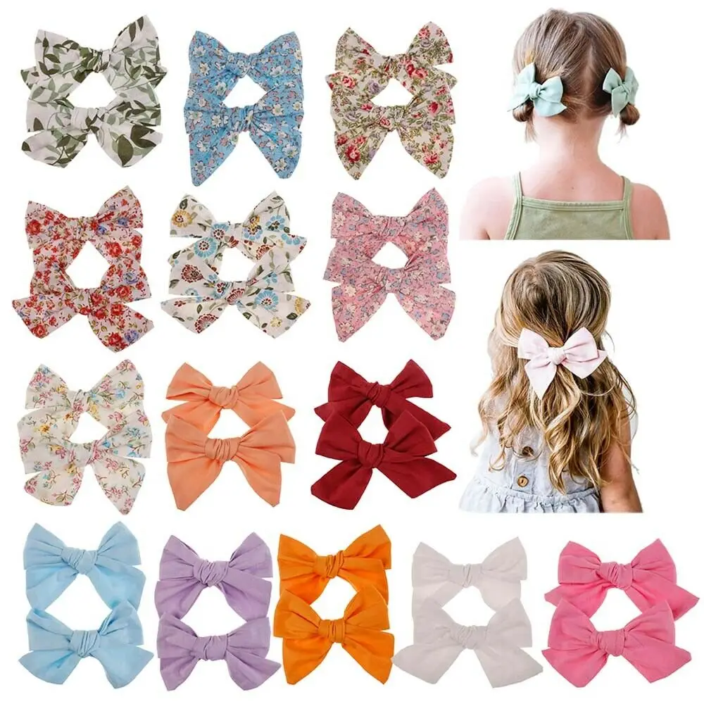 

2Pcs Big Hair Bows Knot Hair Clips Girls Infant Toddler Headband Sets New