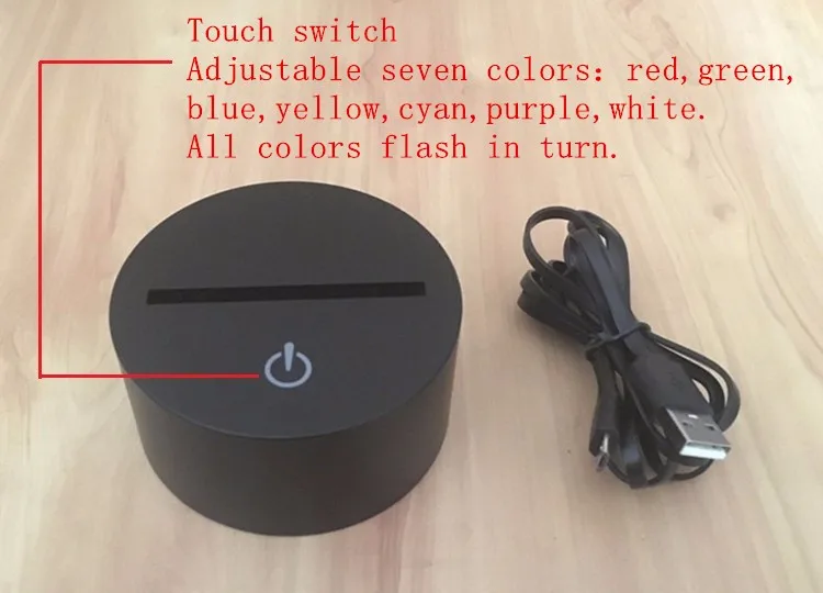 Акриловая 7 цветов медитационная Йога 3D светодиодный ночник для спальни лампа лампы для гостиной настольная украшение ночник - Испускаемый цвет: Touch Type