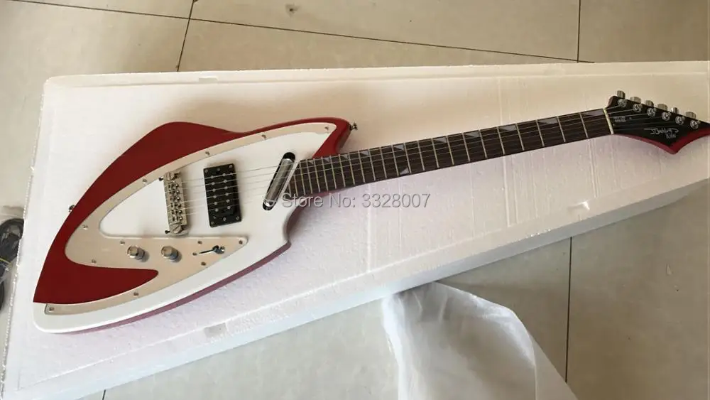 good quality JBD100 guitar;red sparkle metallic shark shape body