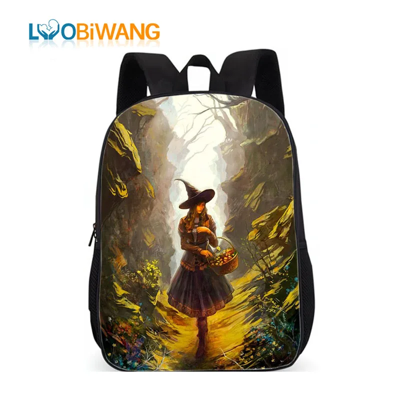 

LUOBIWANG Magic Fantasy Fairy Witch Girls School Bags Lovely School Bag Set for Girls School Backpacks Children Book Gift Bag