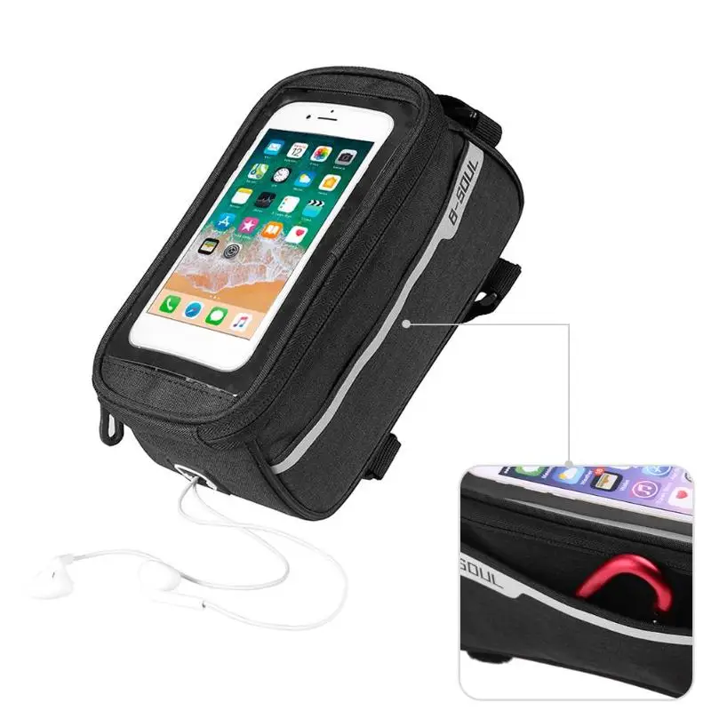 Discount Waterproof Bicycle Bag 6in Phone Touch Screen Bicycle Saddle Bag MTB Bike Front Tube Bag Frame Storage Bag Bycicle Accessories 4