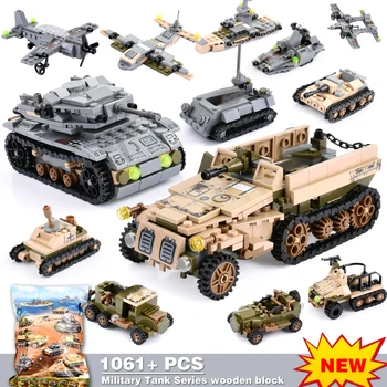1061+PCS Building Block Compatible LegoINGlys City Blocks Army Truck Building Blocks Military Vehicle Playmobil Toy For Children