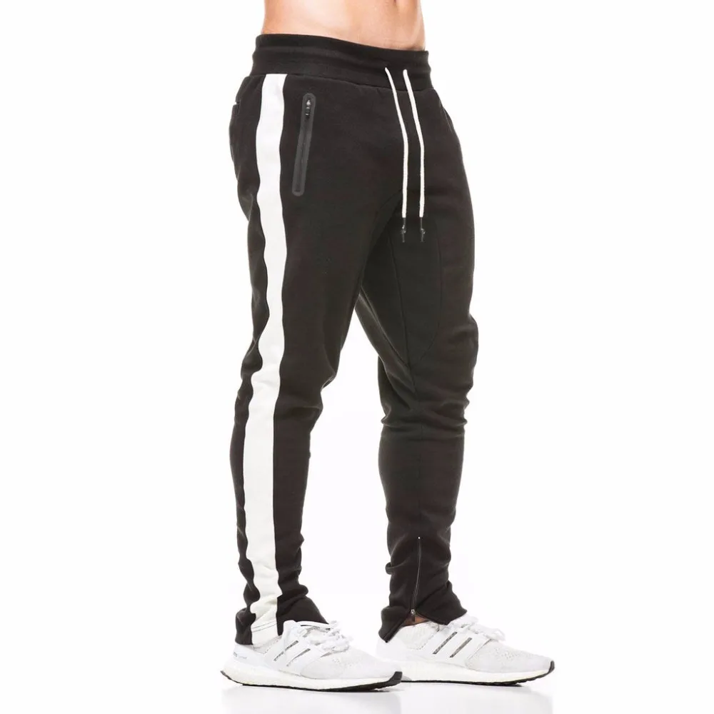 

Cotton Men Jogger sportswear Pants 2019 New Autumn Mens Sweatswear Pants Printing Side Stripe Pockets Men Vintage Sweatpant