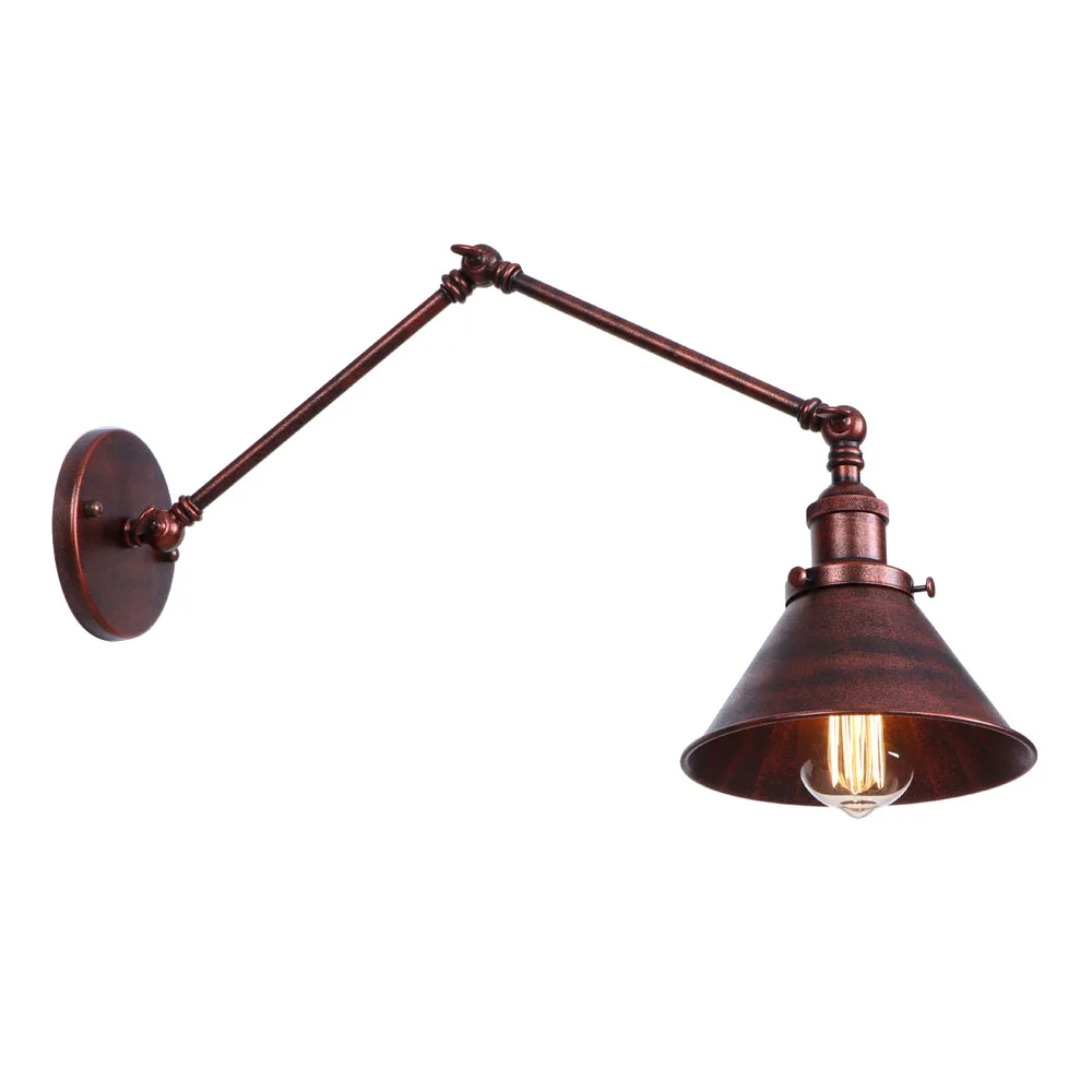 Ржавого железа Американская деревня настенный светильник E27 лампа с абажуром Спальня настенный светильник ресторан-бар настенный