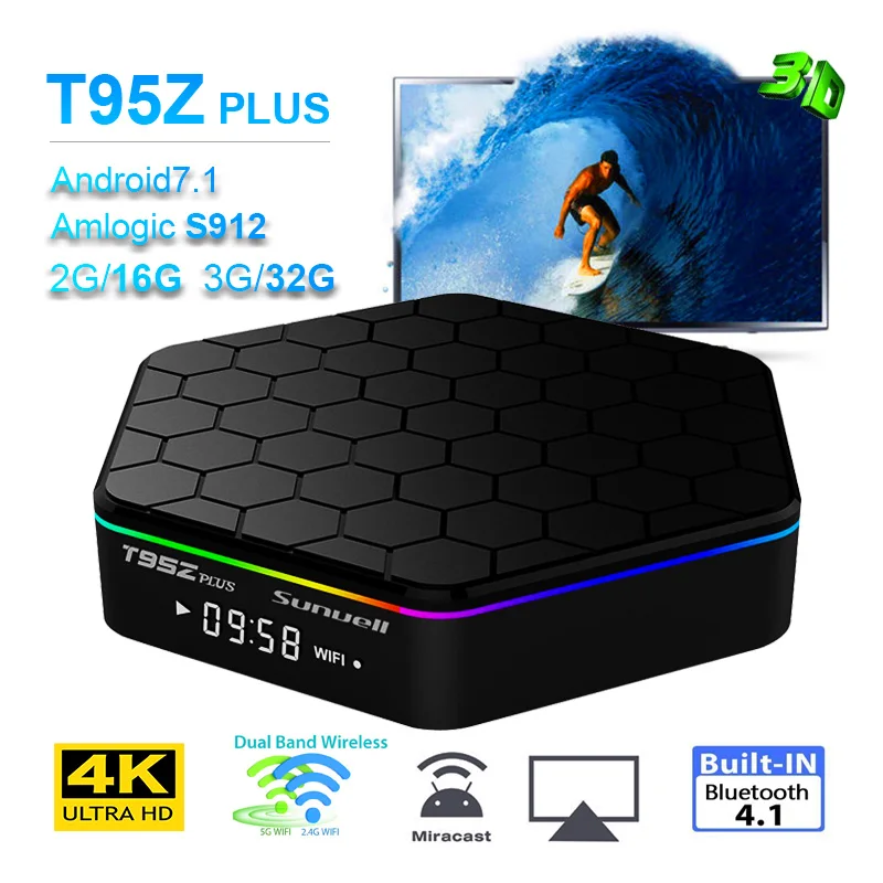 New T95Z Plus Smart Andorid 7.1 TV BOX 2GB/16GB 3GB/32GB Amlogic S912 Octa Core 4K 2.4G/5GHz WiFi BT4.0 Set Top Box цена New T95Z Plus Smart Andorid 7.1 TV BOX 2GB/16GB 3GB/32GB Amlogic S912 Octa Core 4K 2.4G/5GHz WiFi BT4.0 Set Top Box цены онлайн
