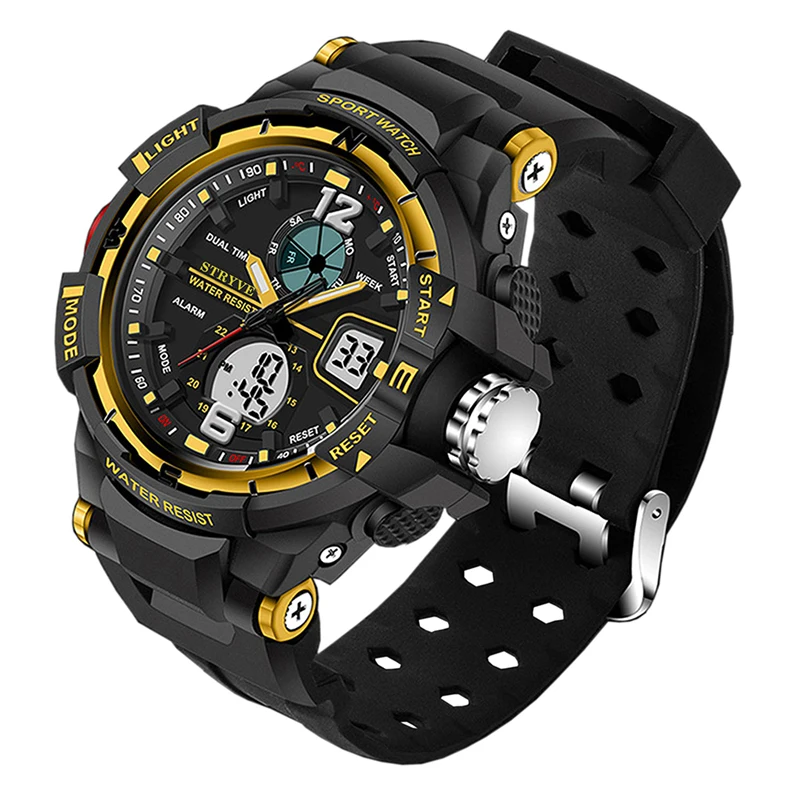 Stryve 8012 Роскошные Брендовые спортивные мужские часы водонепроницаемые кварцевые
