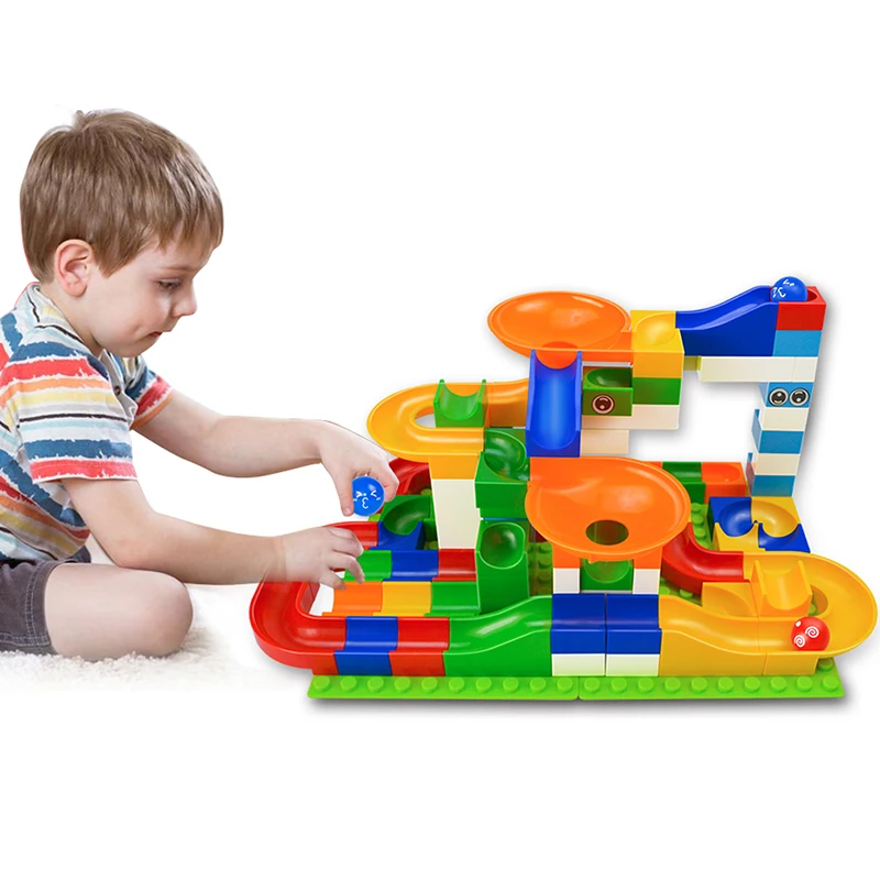 

52-208pcs Marble Race Run Maze Ball Track Plastic Funnel Slide Big Size Bricks Compatible Legoingly Duplo Block