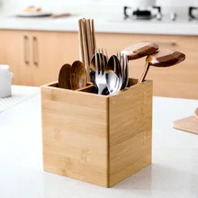 Bamboo Chopsticks Tube Tableware Box Chopsticks Cage Creative Kitchen Spoon Household Wooden Rack Friendly Storage Box