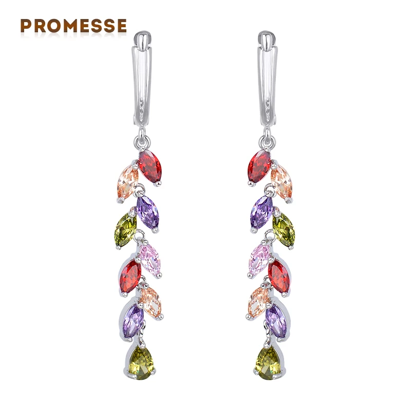 

New Free Shipping Luxurious Multicoloured Crystal Earrings for Women Long Bridal Dangle Earrings Wedding Accessories GLE4145D