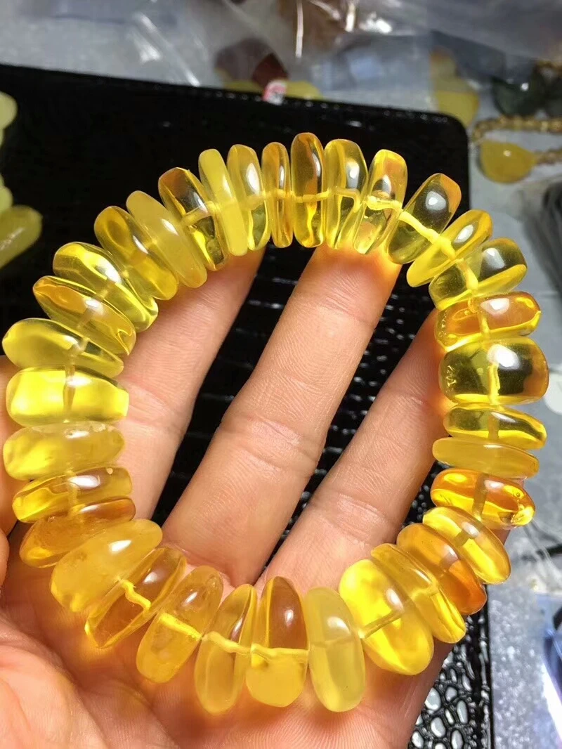 Certificate Natural Yellow Amber Gemstone 20mm Round Marquise Beads Bracelets Healing Stone For Woman Man Gift Certificate AAAA (2)