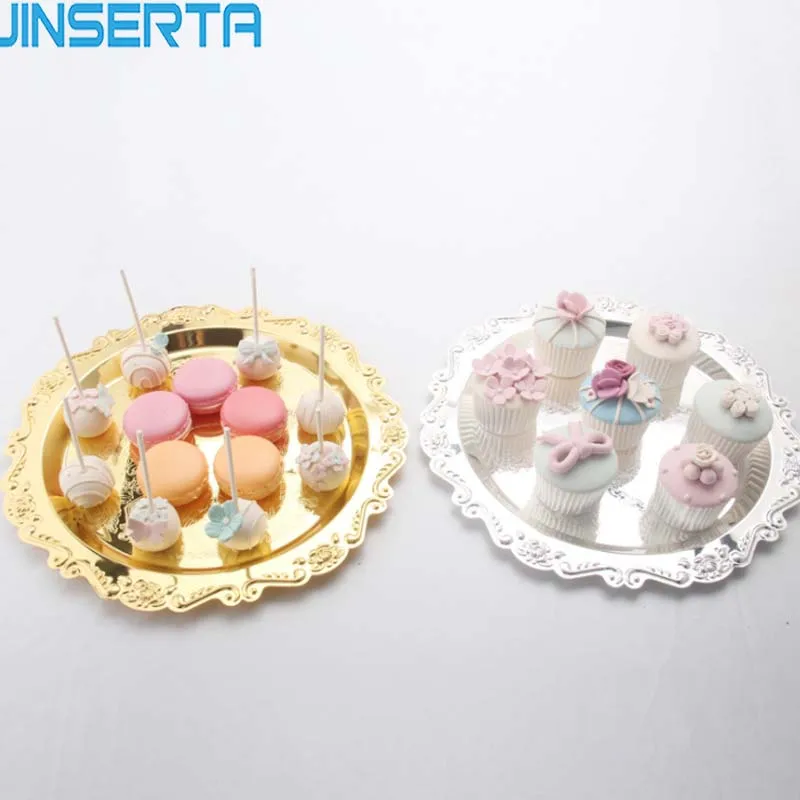 

JINSERTA Metal Storage Tray Gold Fruit Dessert Cake Snack Tray Home Tableware Party Wedding Decoration Organizer