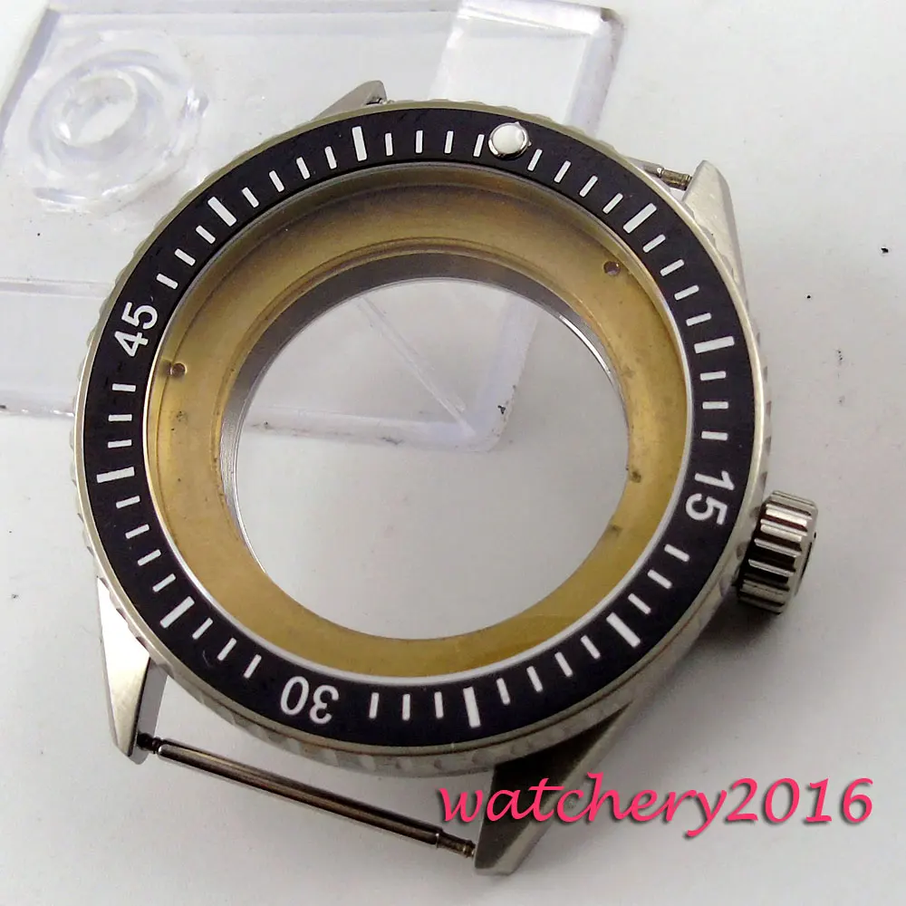 Luxury Brand 43mm black ceramic bezel Stainless steel sapphire crystal men's Watch Case fit ETA 2824 2836 Movement