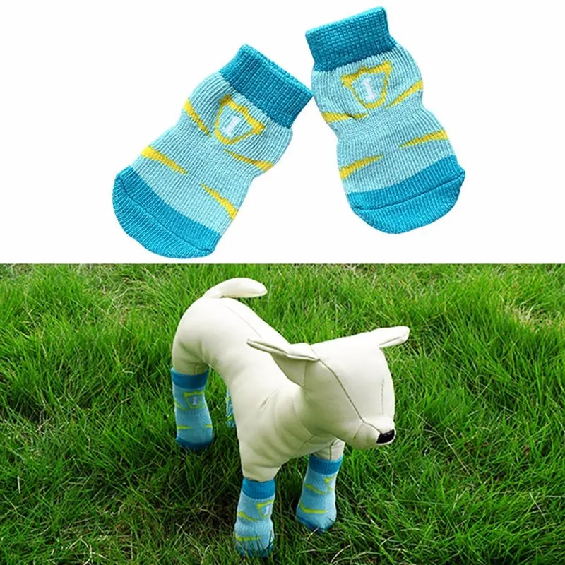 4 шт./набор носков для собак милые вязаные носки для щенков удобные нескользящие носки с подошвой разных цветов, новинка