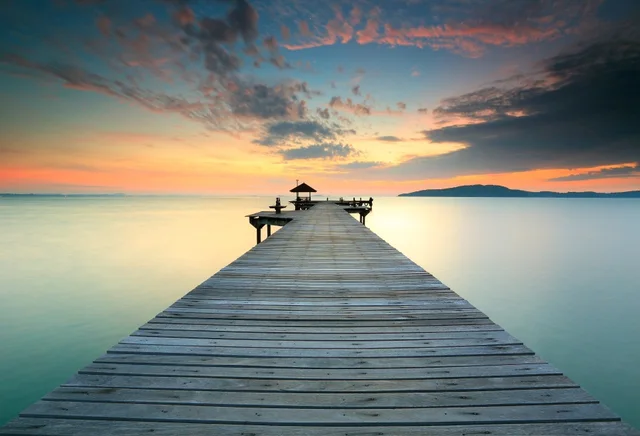 laeacco seaside wooden view