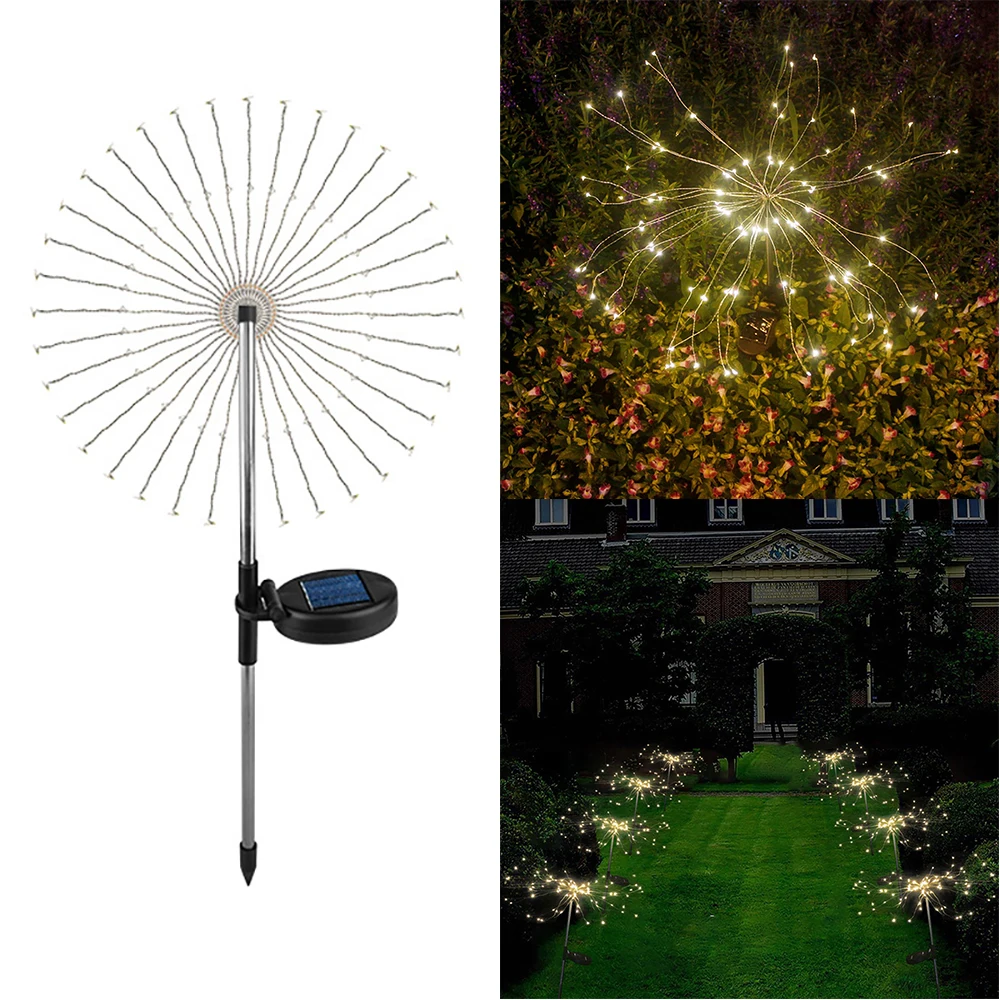 

120 LEDs DIY Firework LED Fairy String Light Solar Powered Stake Light Garland Lighting for Outdoor Christmas Parties Decoration