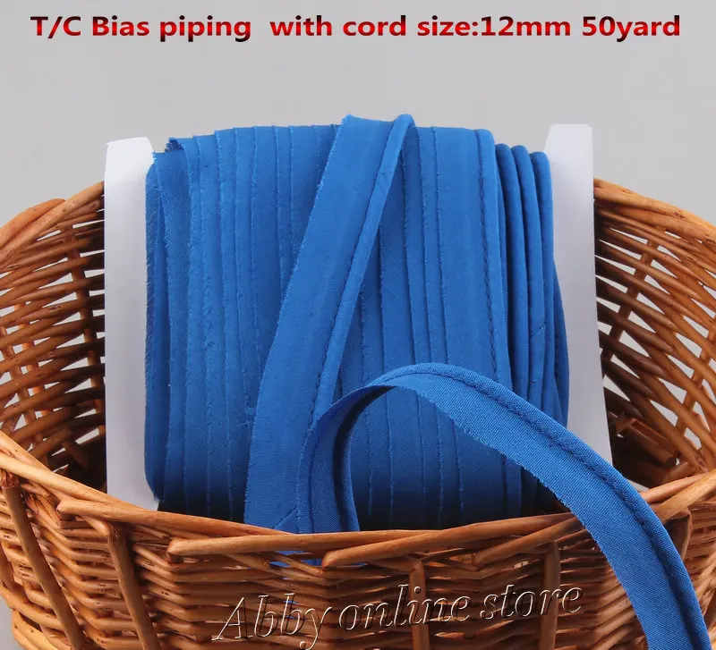 Free shipping T/C Bias Piping, Bias piping tape with cord, size12mm