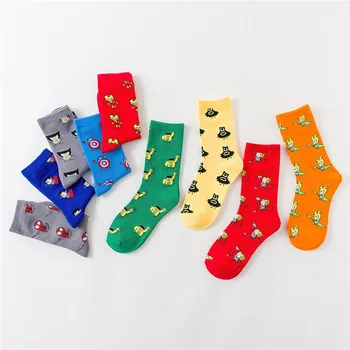 2020 Men Fashion Harajuku Comics Hero General Socks Cartoon Man Socks Captain America Knee-High Warm Stitching Pattern Sock ultimate comics captain america