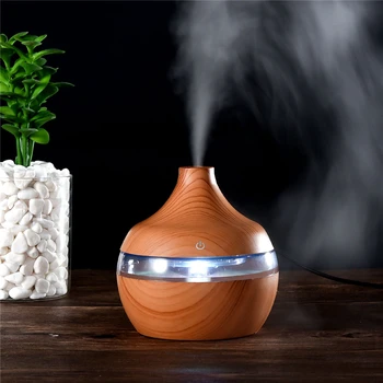 

300ml USB Electric Aromatherapy Mist Air Humidifier Wood Grain 7 Color LED Lights Office Home Essential Oil Aroma Diffuser 46