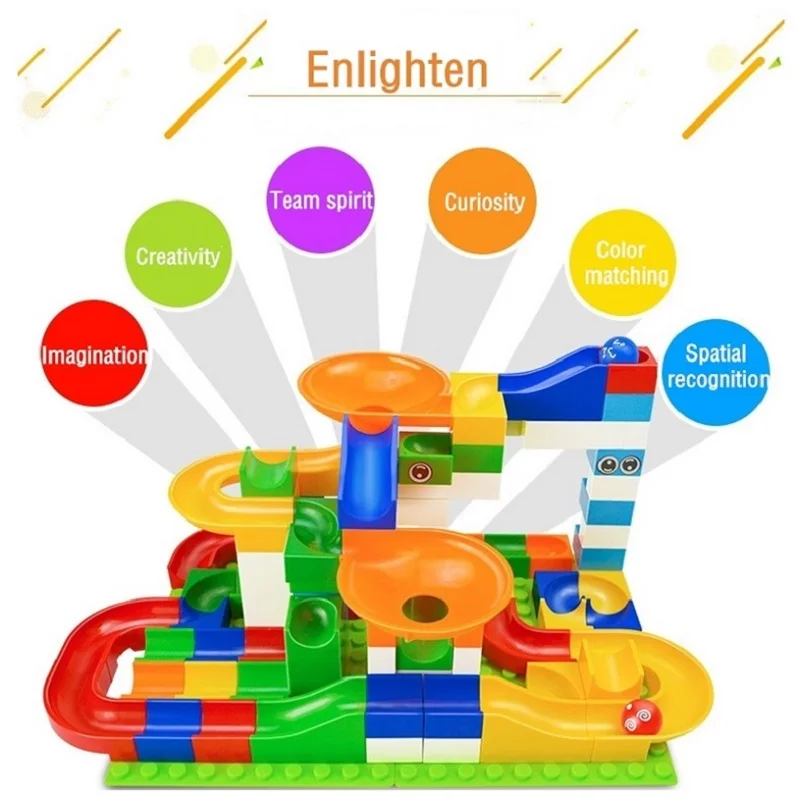 54-248 шт мраморный гоночный лабиринт, Шариковая дорожка строительные блоки пластиковые воронки слайды блоки большого размера совместимые Duploing блоки