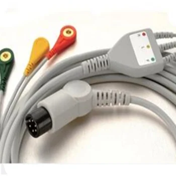 

Free Shipping One Piece ECG Leadwire 3 leads for Mindray, Goldway,Edan,monitor use,Patient Monitor ECG Cable,Snap end TPU,IEC