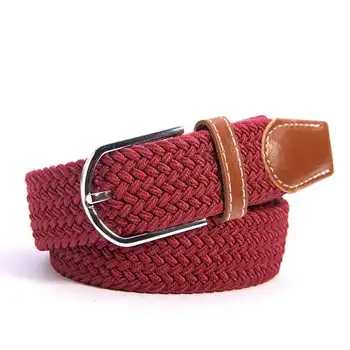 

NIBESSER Stretch Belts For Unisex Colorful Elastic Stretch Leather And Silver Metal Buckle Fashion Adjustable Canvas Belts