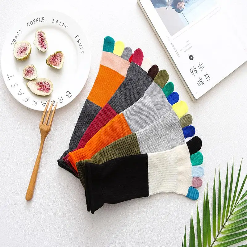 Носки с пятью пальцами женские хлопковые цветные носки с пальцами японские носки с пятью пальцами Kawaii 5 пар - Цвет: each color per pair