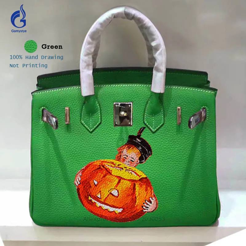 Gamystye Graffiti Hand Drawing Designer Bags Handbags Women Famous Gamystye Graffiti Hand Drawing Designer Bags Handbags Women Famous Brand Genuine Leather Crossbody Shoulder Bag High Capacity
