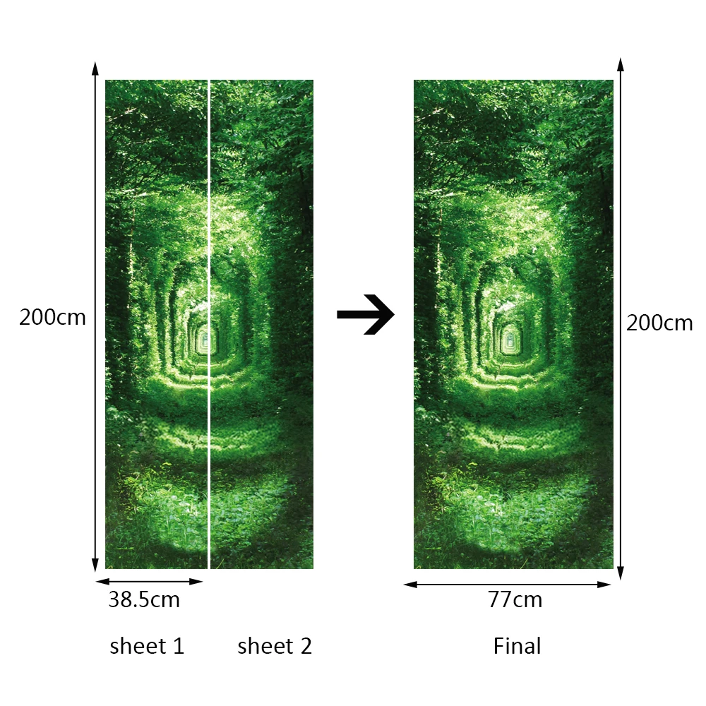3D принты зеленый прохода плакат ПВХ водонепроницаемый весь дверной стикер креативные наклейки Наклейка на дверь DIY фреска спальня домашний декор