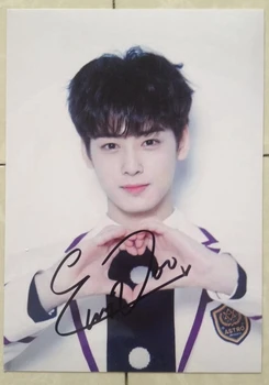 

hand Signed Cha Eun Woo Cha EunWoo autographed group photo 5*7 K-POP 092018C