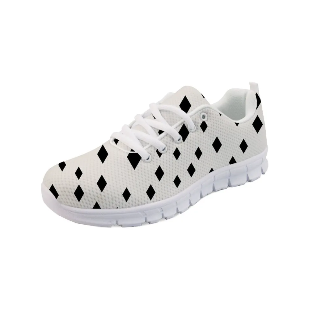 

Noisydesigns Women Mesh Sneakers Ladies Lace-up Breathable Lattice White Black Grid Girl Sport Shoes Zapatos Mujer 2019 -AQ