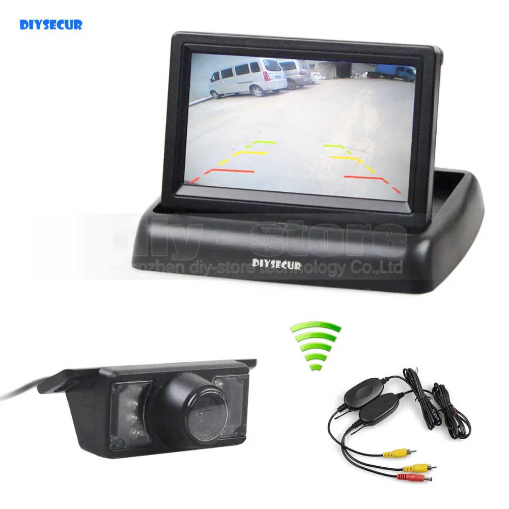 DIYSECUR Wireless Car Reversing Camera Kit Back Up 4.3inch Foldable Car
