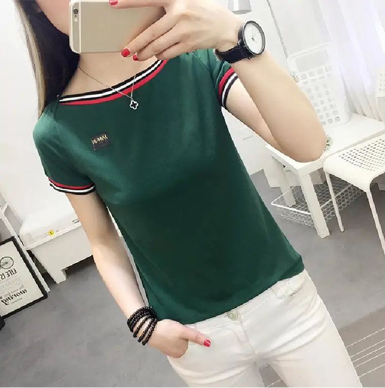 

2018 Summer Fashion Top Patchwork Tshirts Women T-shirt Female Tee Cotton Tshirt Women Short Sleeve O-Neck Mujer Clothing F0125