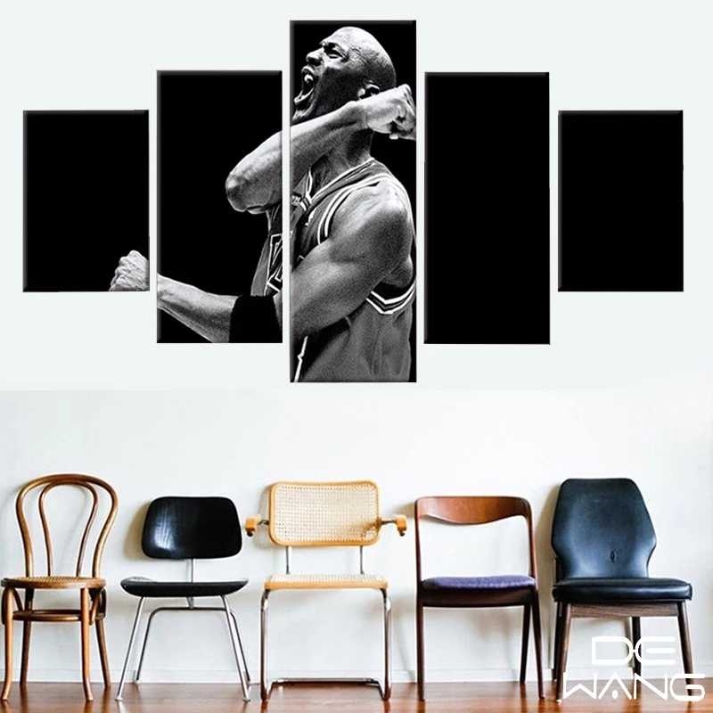5 Pieces Basketball Professional Athletes Modern Home Wall Decor Canvas Picture Art HD Print