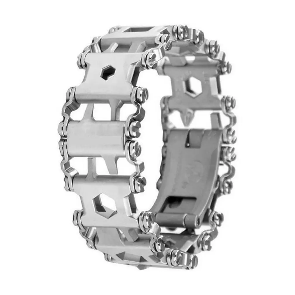 

Multifunction Tread Bracelet Stainless Steel Wearbale Tool Bracelet Outdoor Bolt Driver Tools Emergency Kit Multi Tool A33