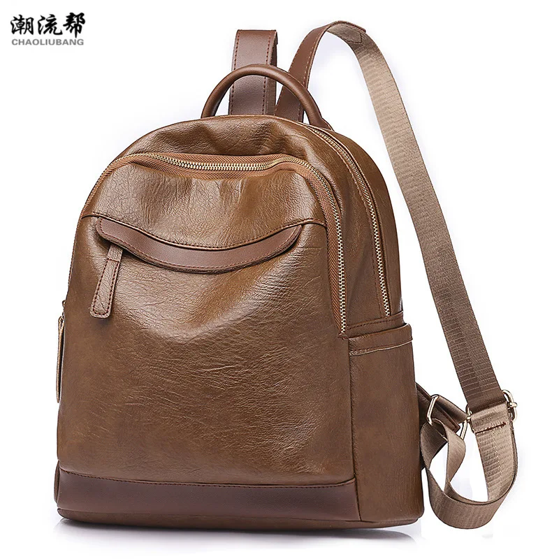 

High Quality PU Leather Women Backpack Fashion Solid School Bags For Teenager Girls Large Capacity Casual Black Mochila Feminina